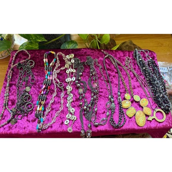 Mixed Necklaces Lot - Beads Chains Metal Glass - Picture 1 of 6